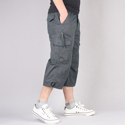 Men's Loose Cropped Pants Tooling Multi-pocket Pants