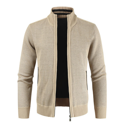 2023 Autumn New Men's Cardigan Coat Casual Stand Collar Solid Color Men's Knitwear