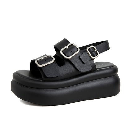 Women's Platform Sandals With Belt Buckle