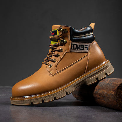 Male British Style Tooling Boots Mid-high Top