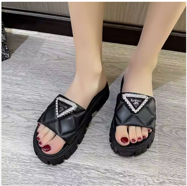 Women Rhinestone Soft Beach Platform Sandals