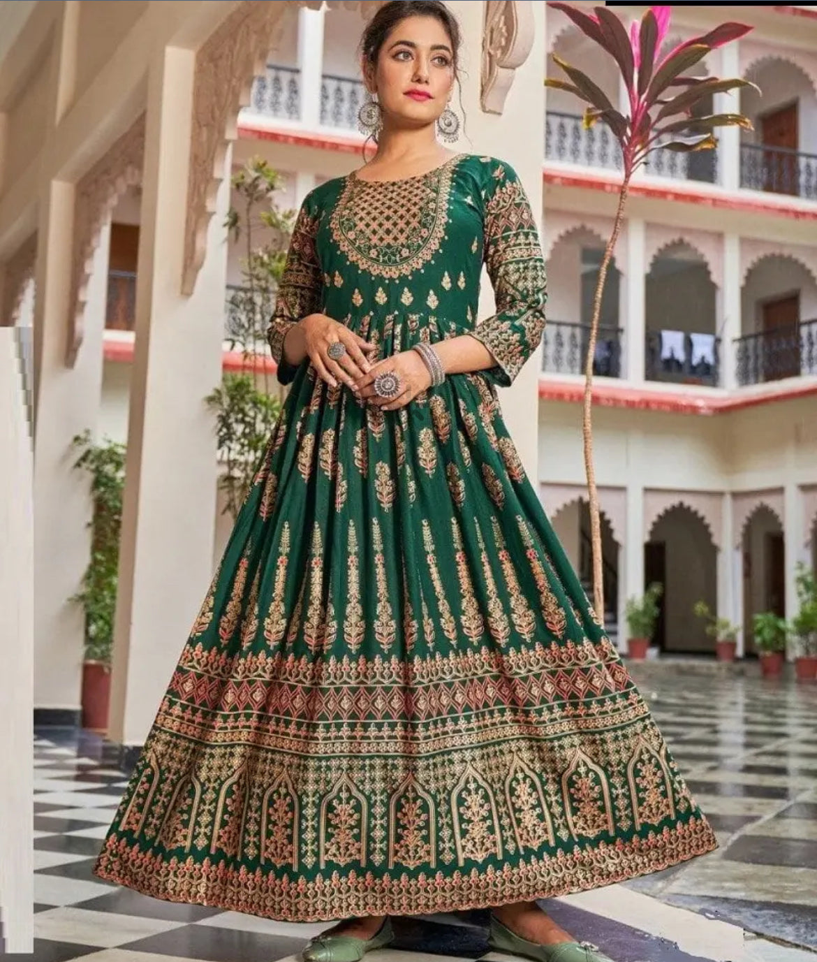 Rayon Anarkali Gown style Kurti with prints