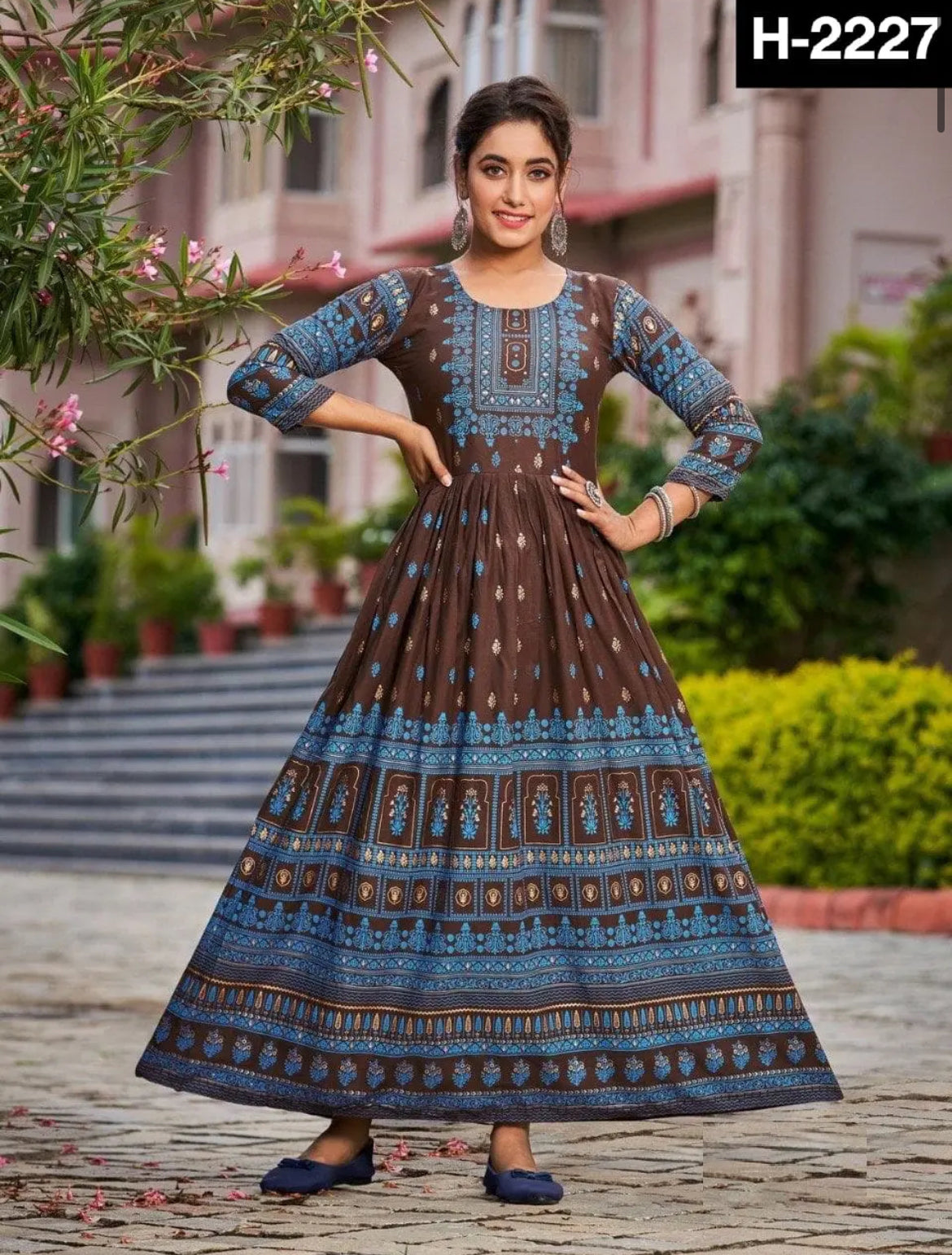 Rayon Anarkali Gown style Kurti with prints