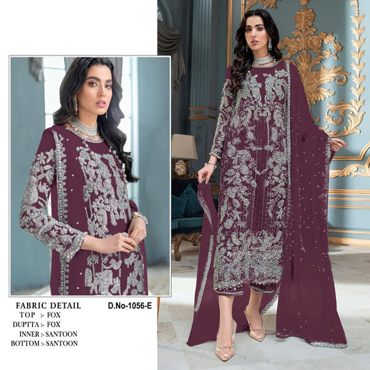 Heavy faux georgette with embroidery sequence and stone work