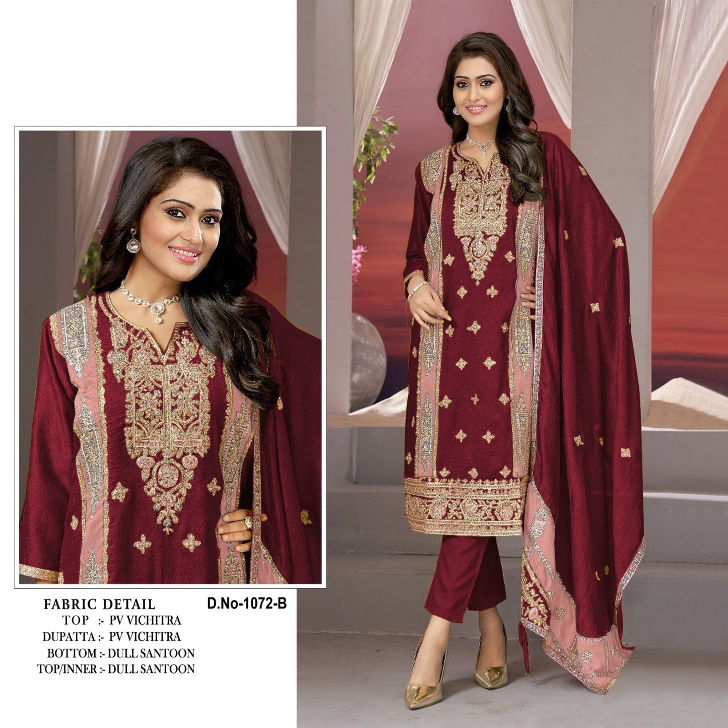 Heavy Vichitra Embroidery with sequence and mirror work Pakistani suit