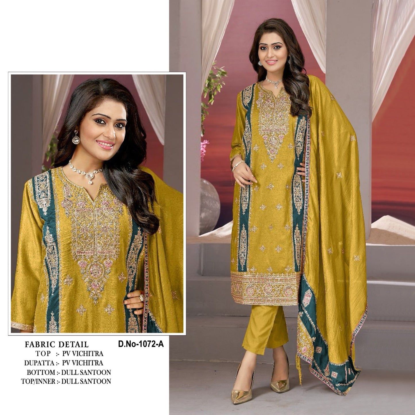 Heavy Vichitra Embroidery with sequence and mirror work Pakistani suit