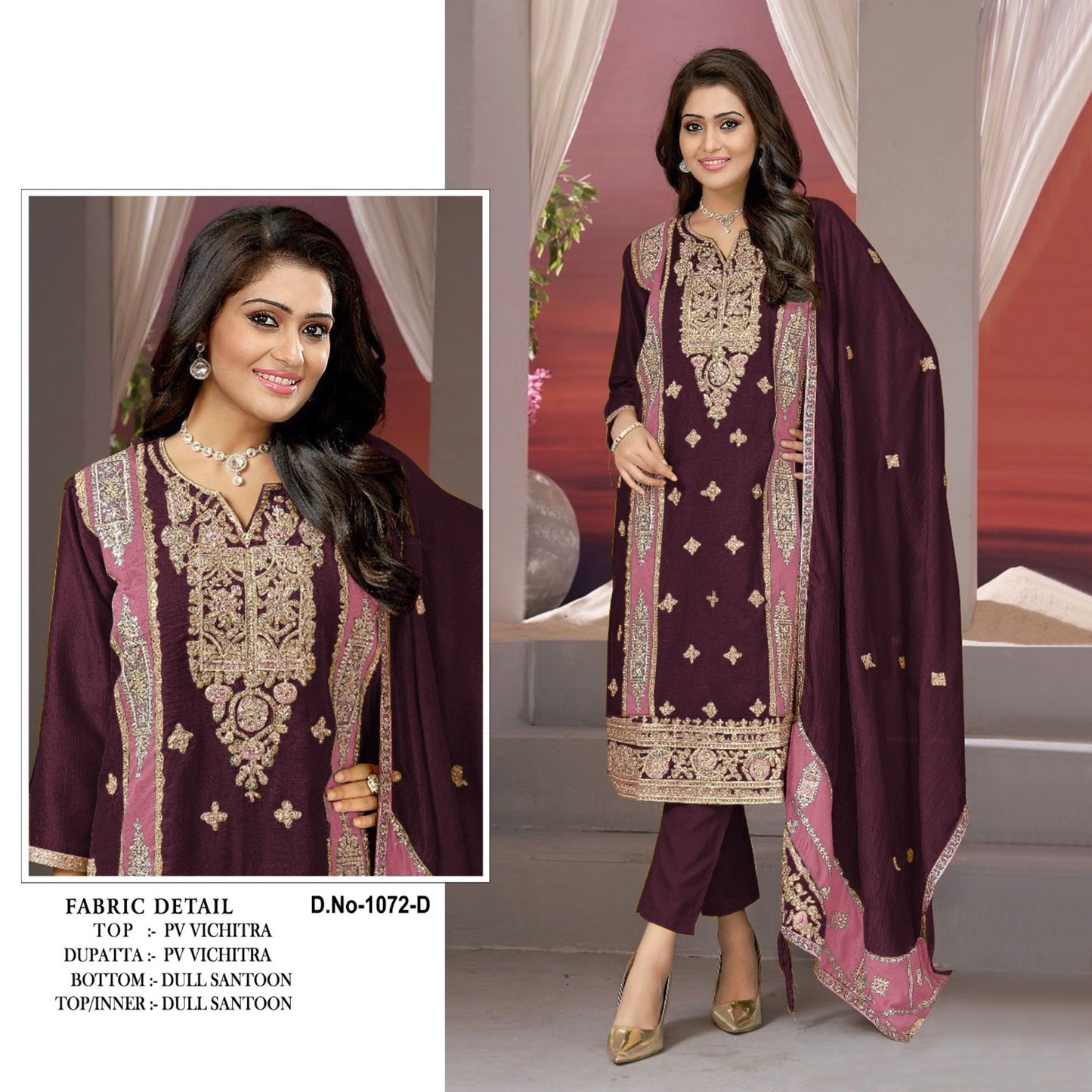 Heavy Vichitra Embroidery with sequence and mirror work Pakistani suit