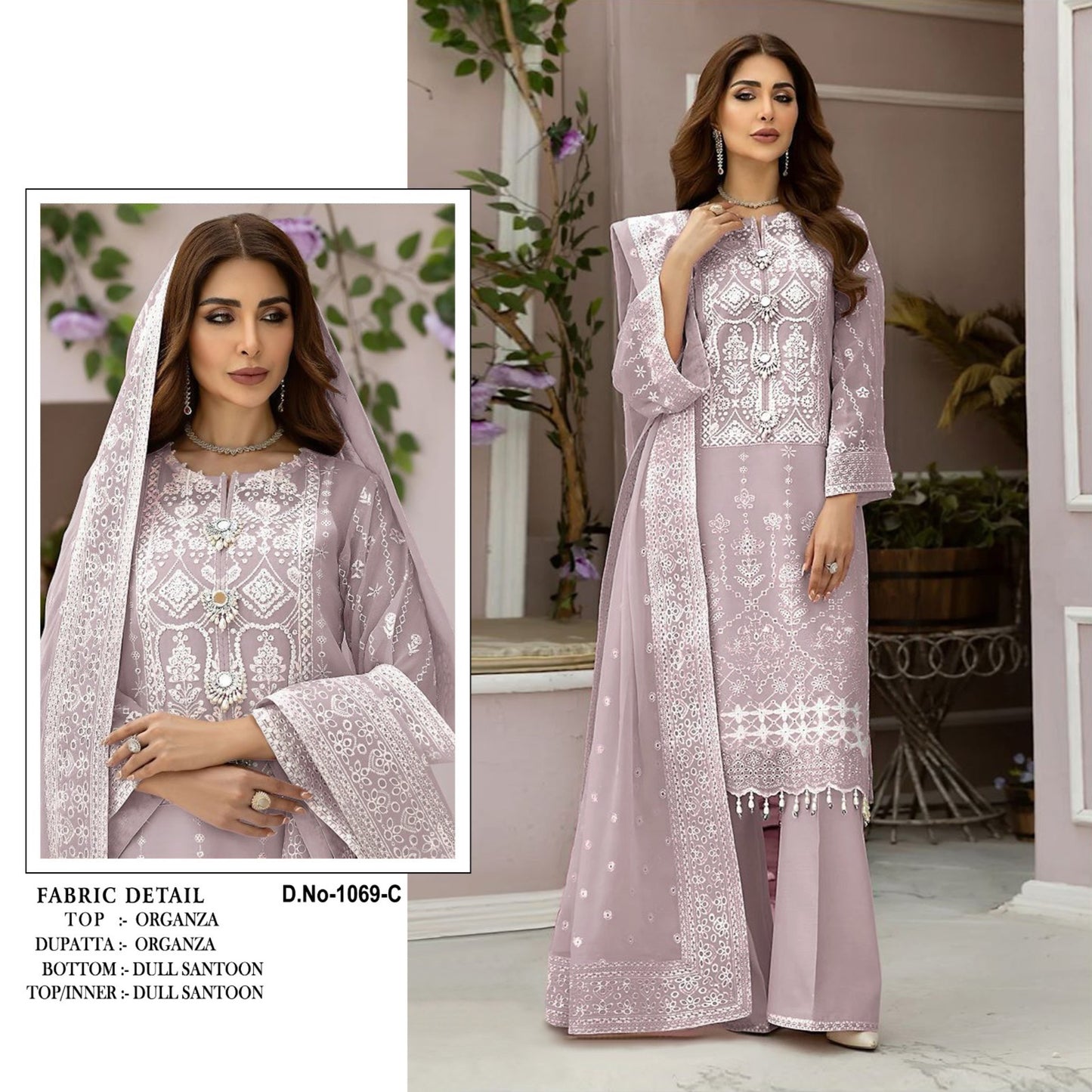 Pakistani Suit with Embroidery Border Work With Latkan