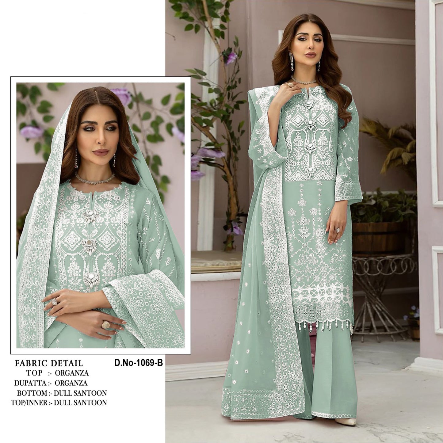 Pakistani Suit with Embroidery Border Work With Latkan