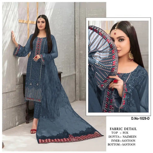 Simple faux georgette with embroidery sequence