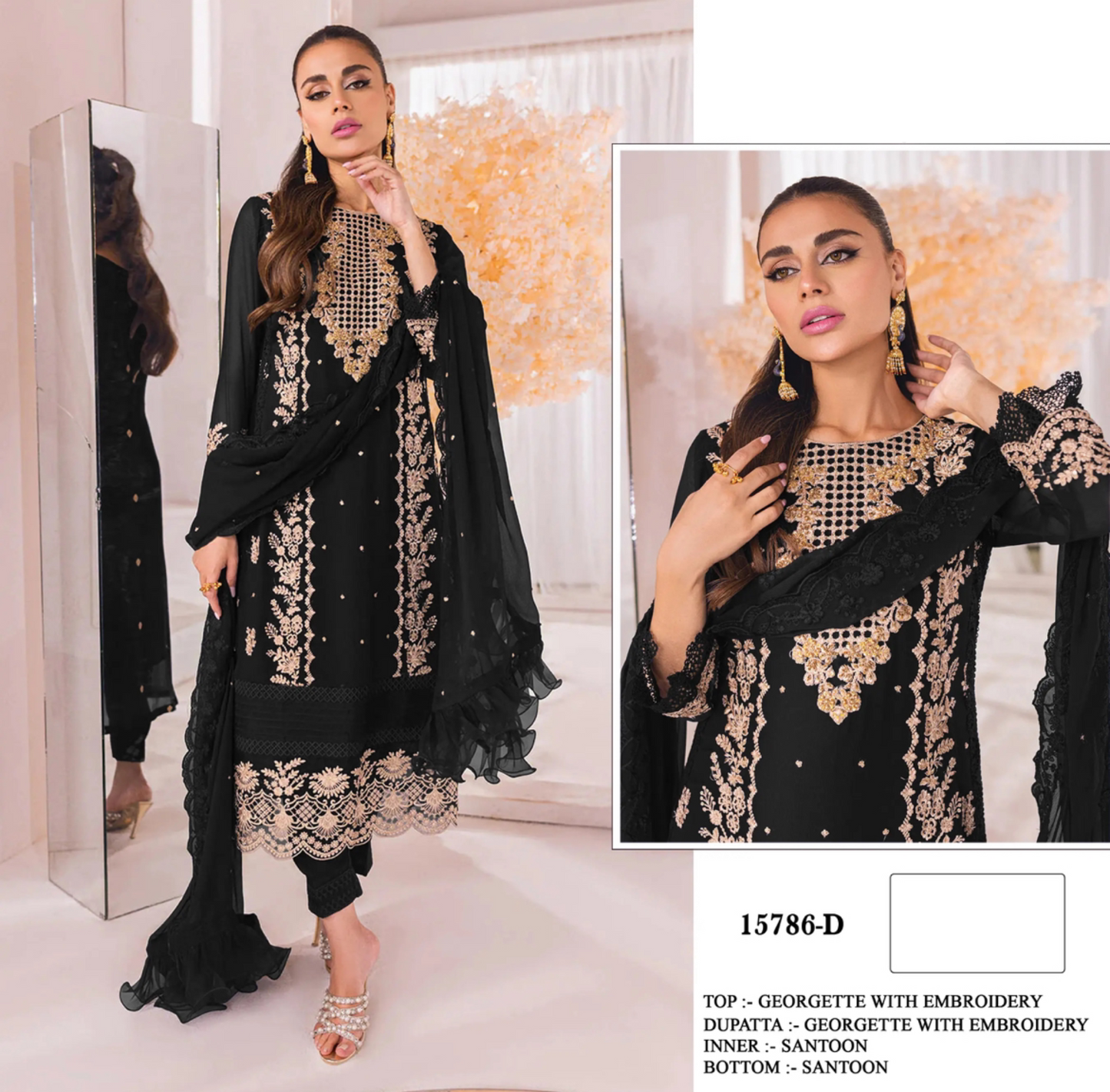 Heavy Georgette with glitter,sequence and embroidery work Pakistani suit