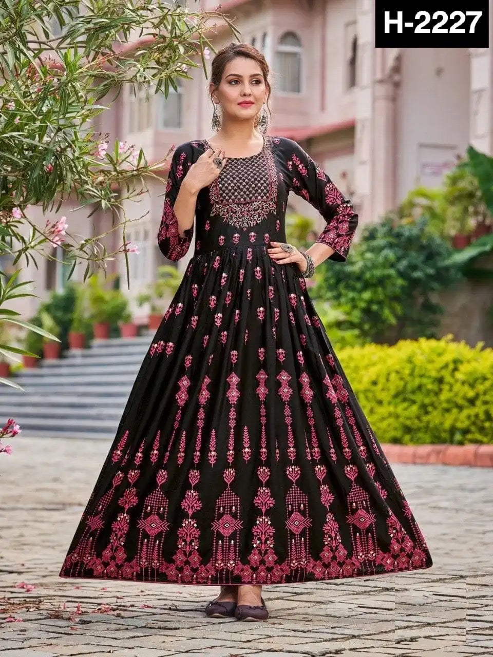 Rayon Anarkali Gown style Kurti with prints