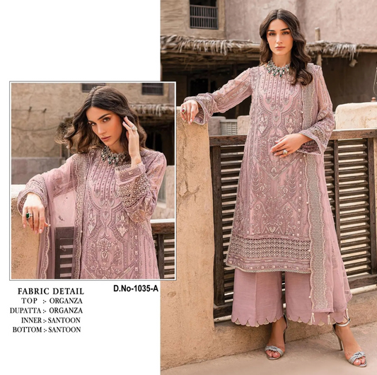 Heavy Organza With Embroidery Sequence Work with Stone Pakistani Suit