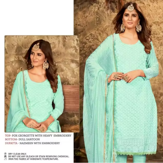 New Designer Multicolor Georgette Embroidered Pakistani Salwar Suit