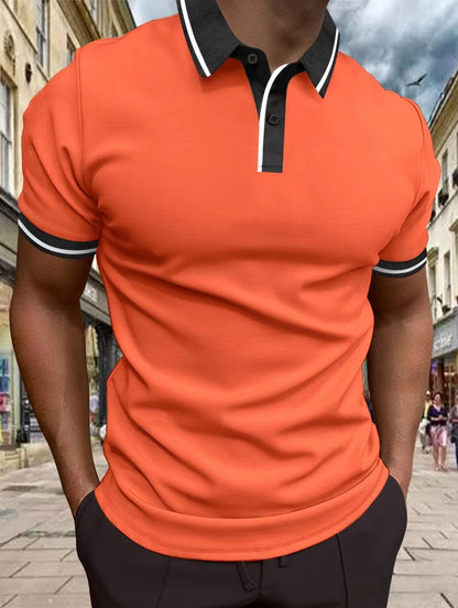 Men's Short-sleeved Polo Shirt Thread Lapel