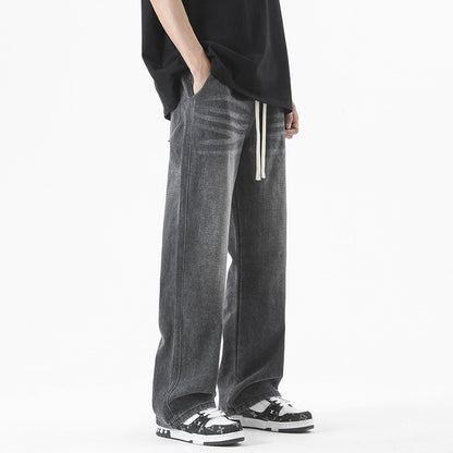 Men's Loose Straight Elastic Waist Wide Leg Casual Trousers