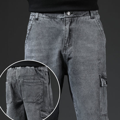 Spring And Autumn Japanese Style Workwear Multi-pocket Jeans