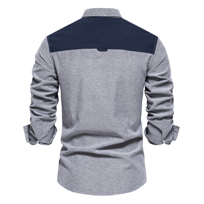 All-matching Fashion Colorblock Long-sleeved Top For Men