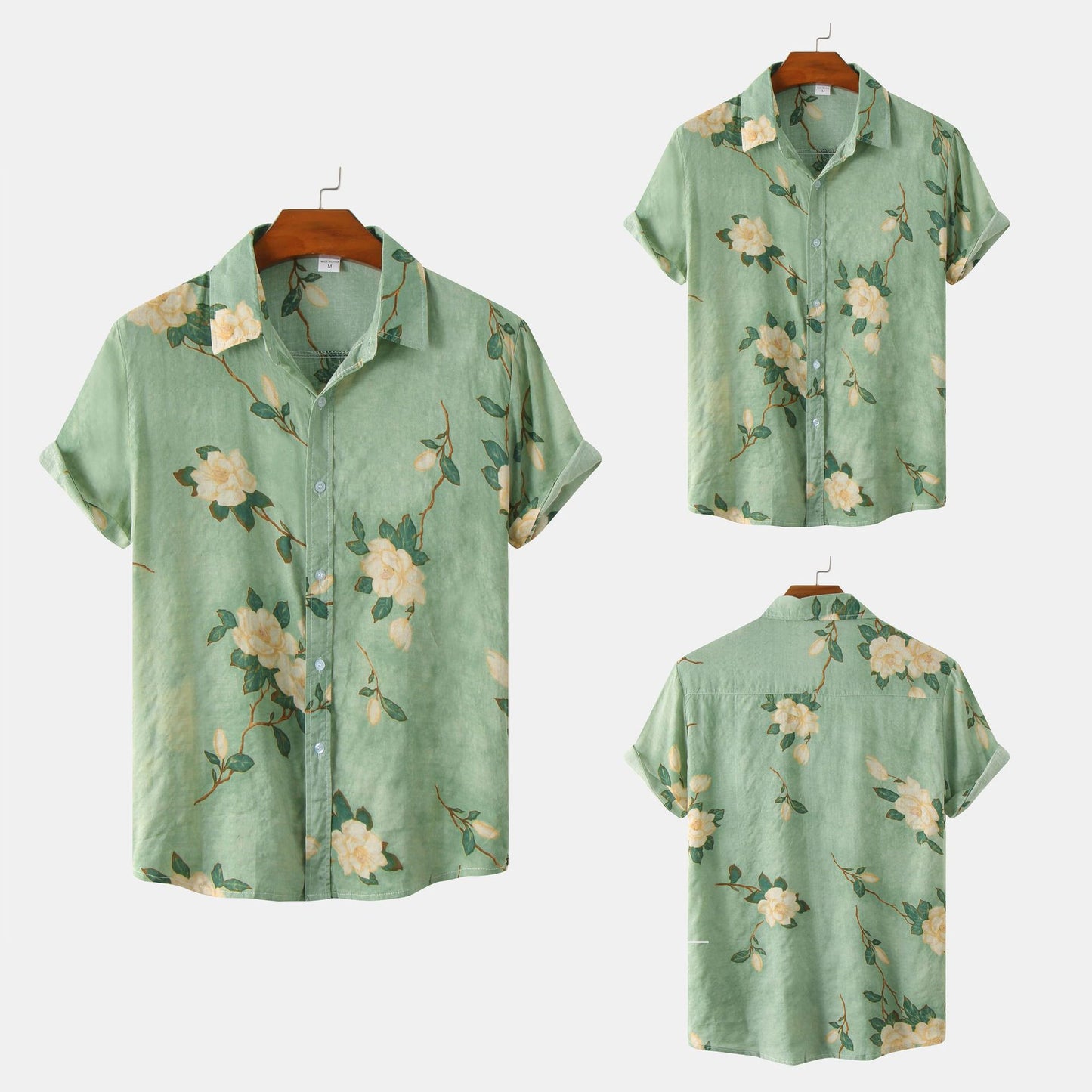 Men's Floral Short-sleeved Shirt Top