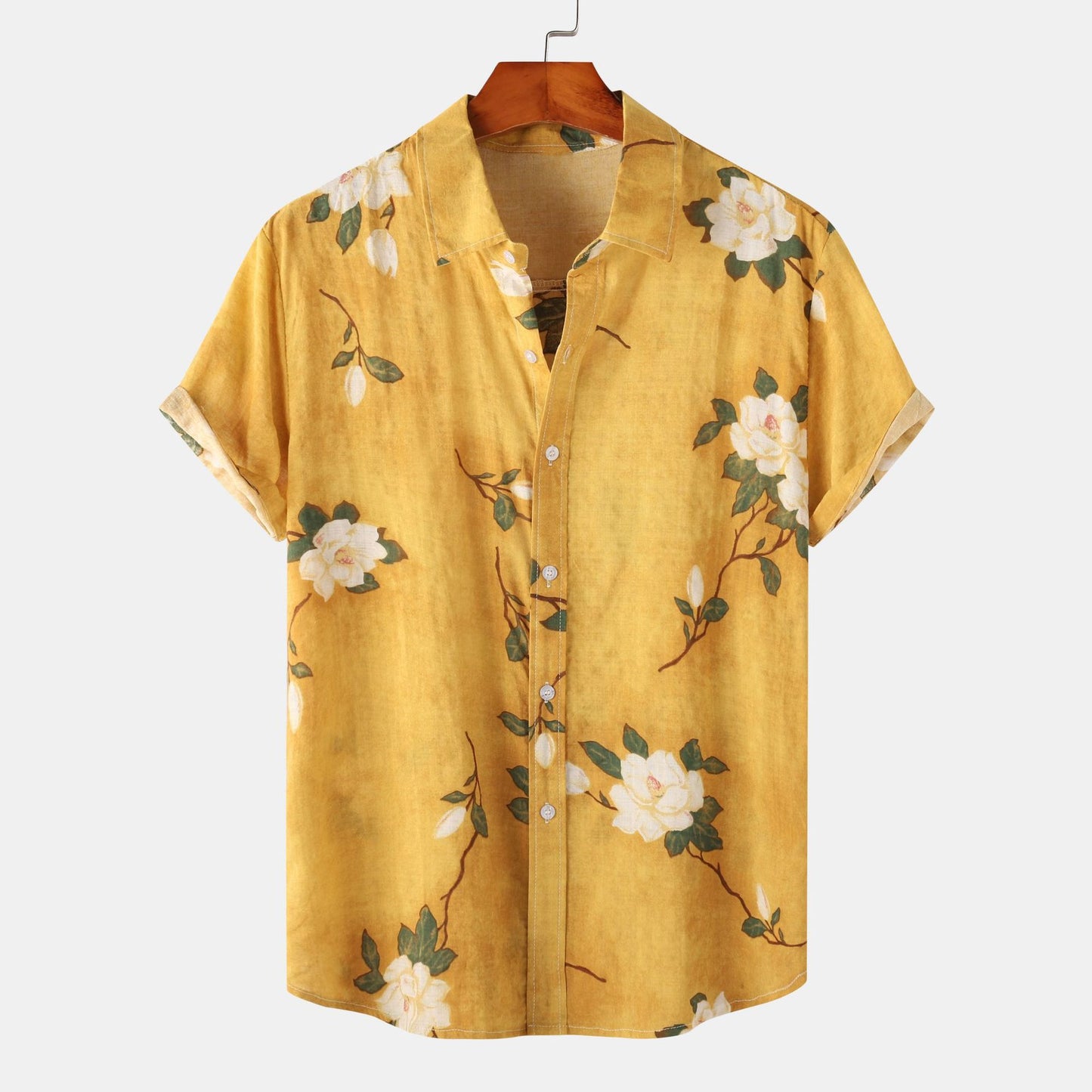 Men's Floral Short-sleeved Shirt Top