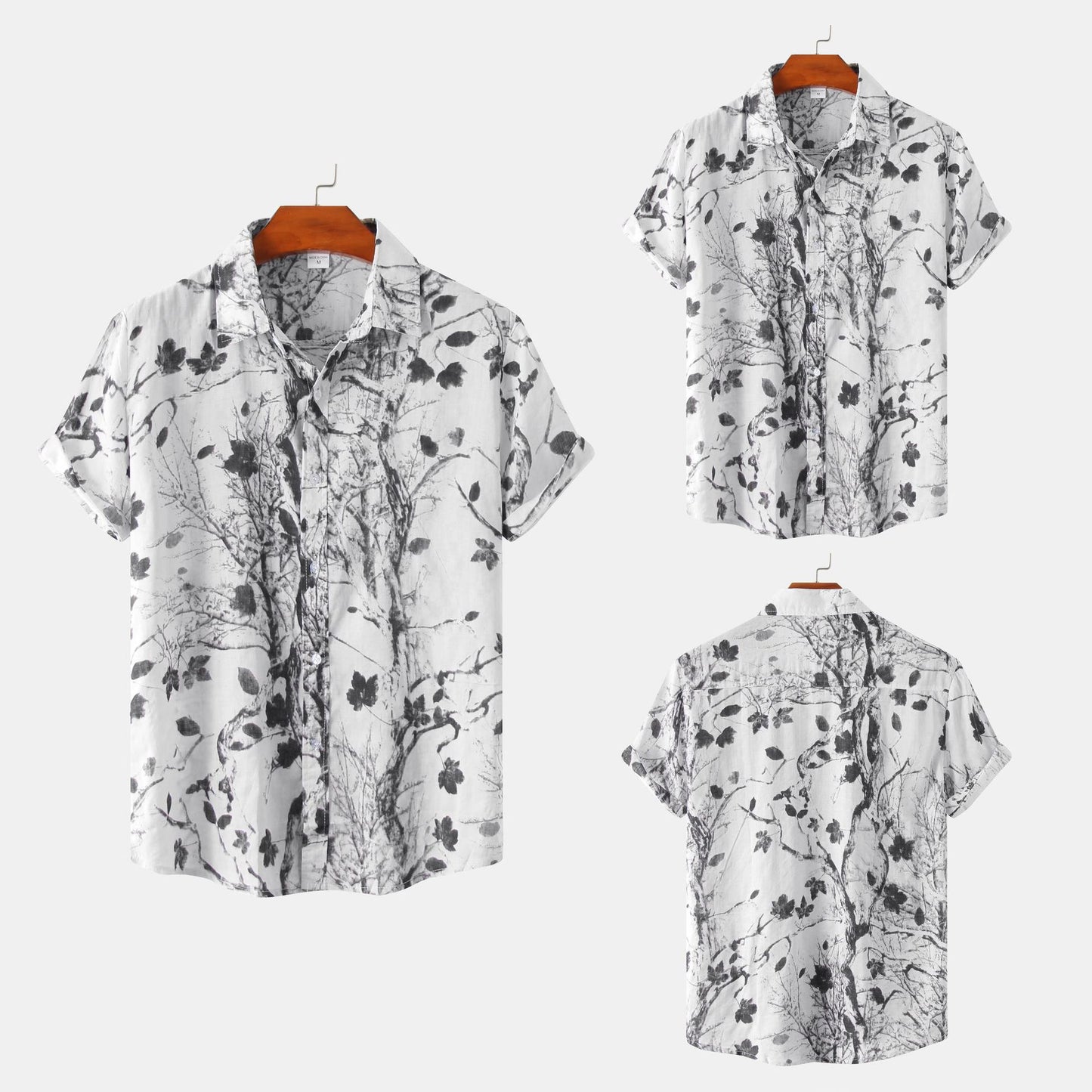 Men's Floral Short-sleeved Shirt Top