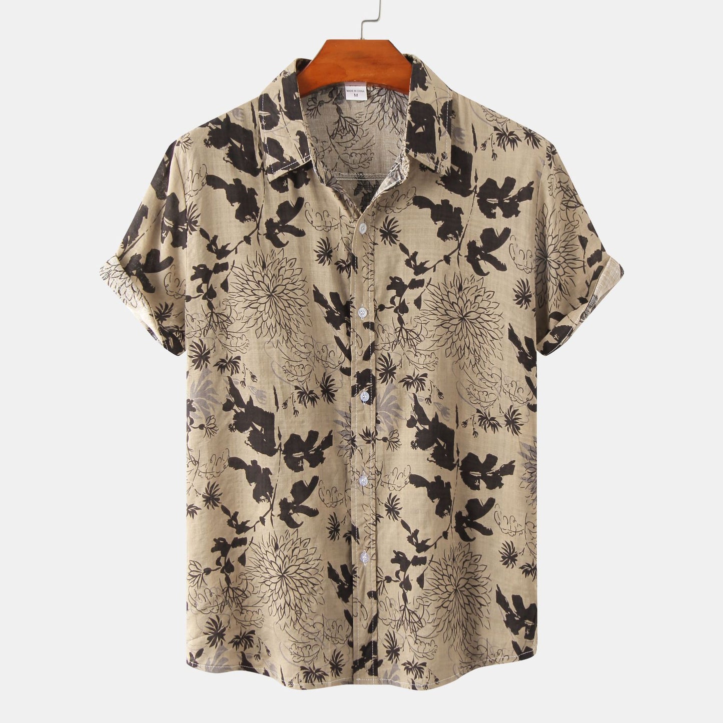 Men's Floral Short-sleeved Shirt Top