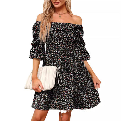 Floral Puff Sleeve Fashion Women's Wear Dress