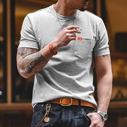 Plus Size Solid Color T-shirt Trendy Casual Short Sleeve Men