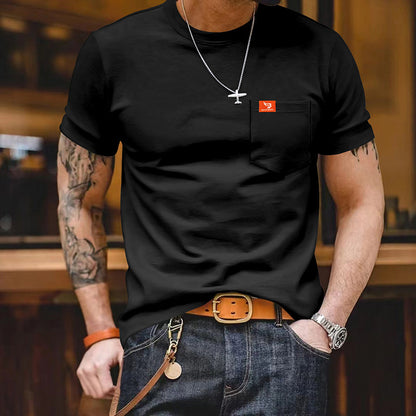 Plus Size Solid Color T-shirt Trendy Casual Short Sleeve Men