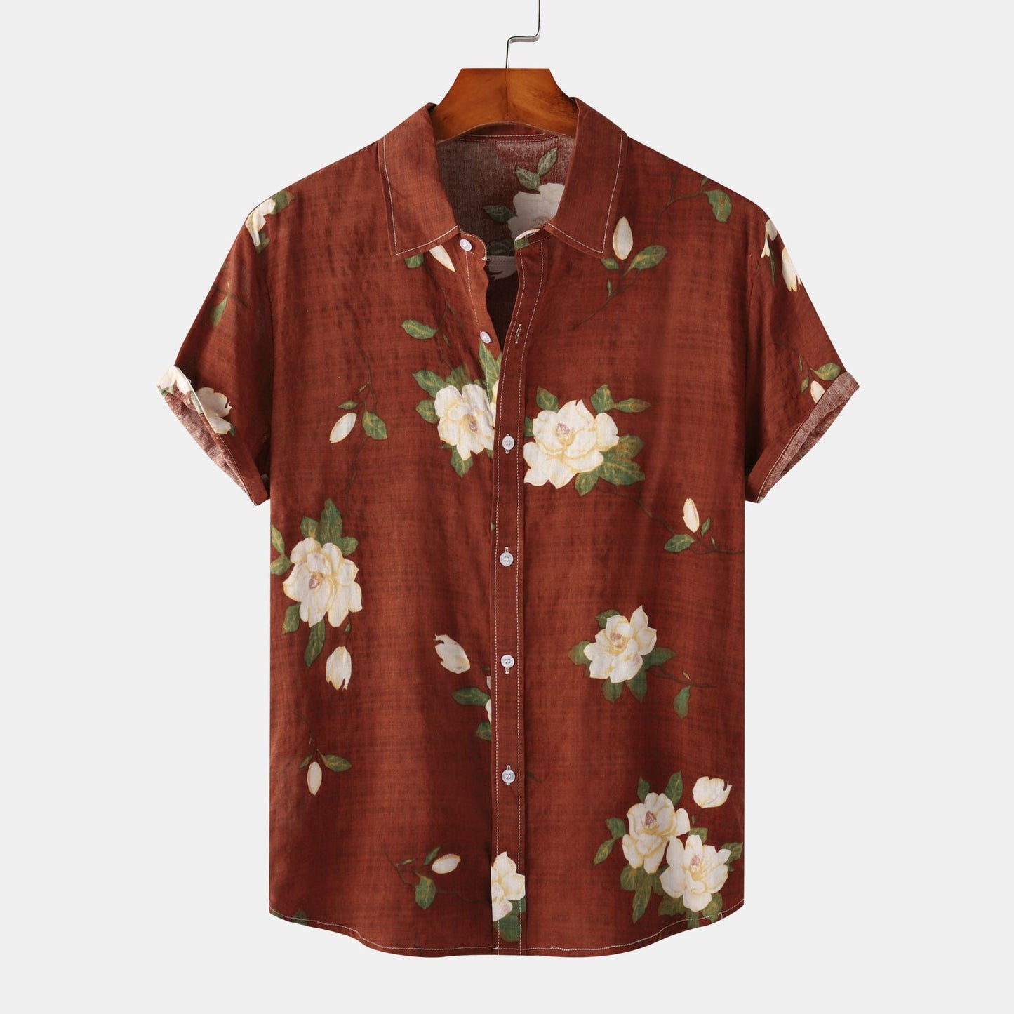 Men's Floral Short-sleeved Shirt Top