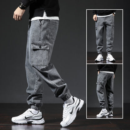 Spring And Autumn Japanese Style Workwear Multi-pocket Jeans