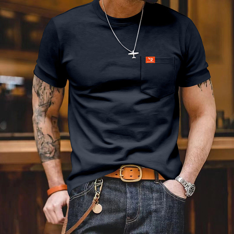 Plus Size Solid Color T-shirt Trendy Casual Short Sleeve Men