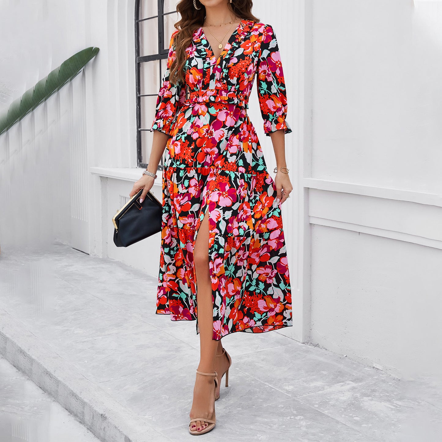 Spring And Summer Vacation Casual Printed Dress