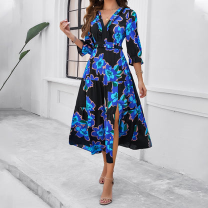 Spring And Summer Vacation Casual Printed Dress