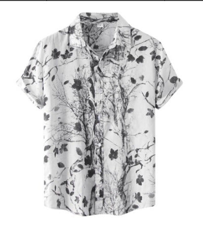 Men's Floral Short-sleeved Shirt Top