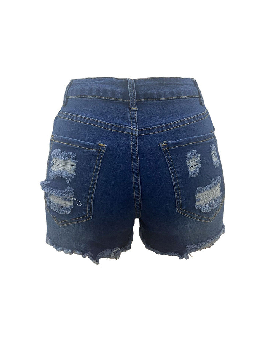 High Elastic Ripped Jeans Denim Shorts For Women