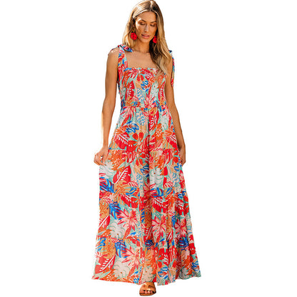 Ruffled Dress Women's European And American Leisure Printing