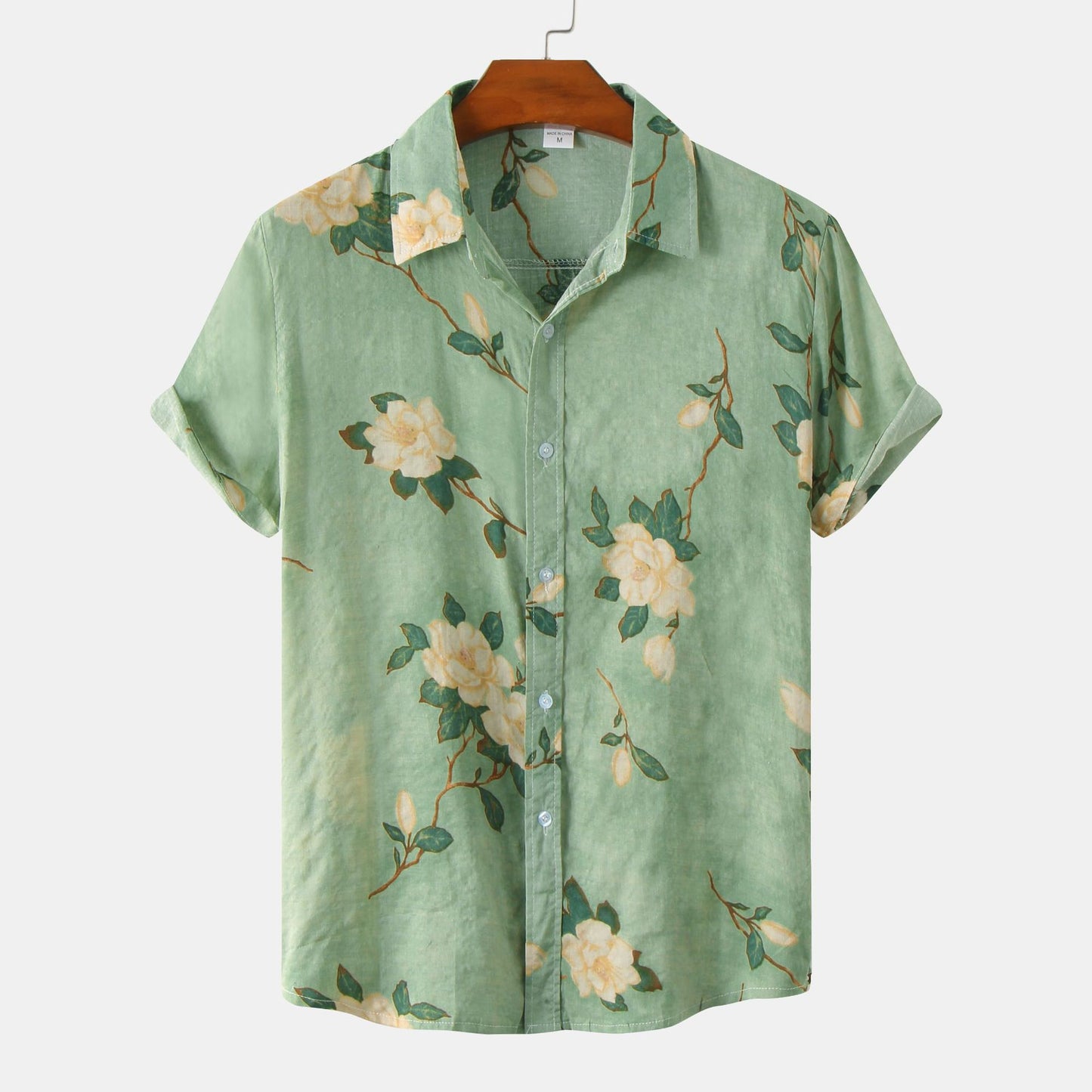 Men's Floral Short-sleeved Shirt Top