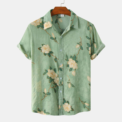 Men's Floral Short-sleeved Shirt Top