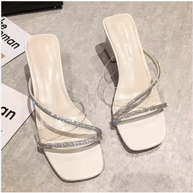 Womens Sandal heels with rhinestones