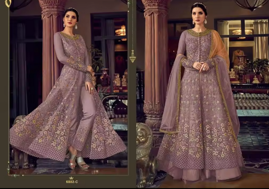 Heavy Net with Embroidery Work Snow White Salwar Kameez Gown Material