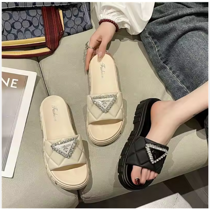 Women Rhinestone Soft Beach Platform Sandals