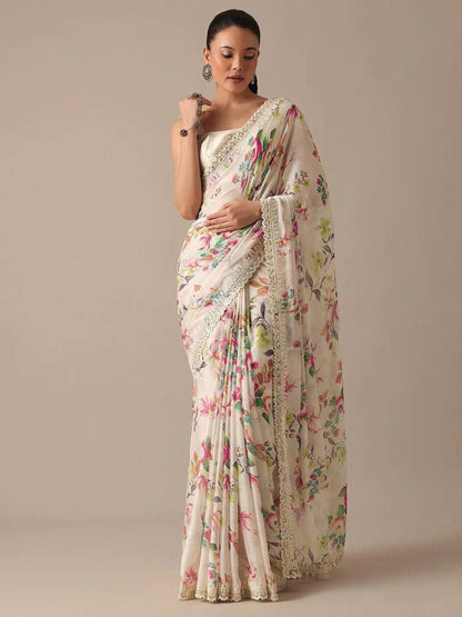 Floral Georgette Embroidery Saree