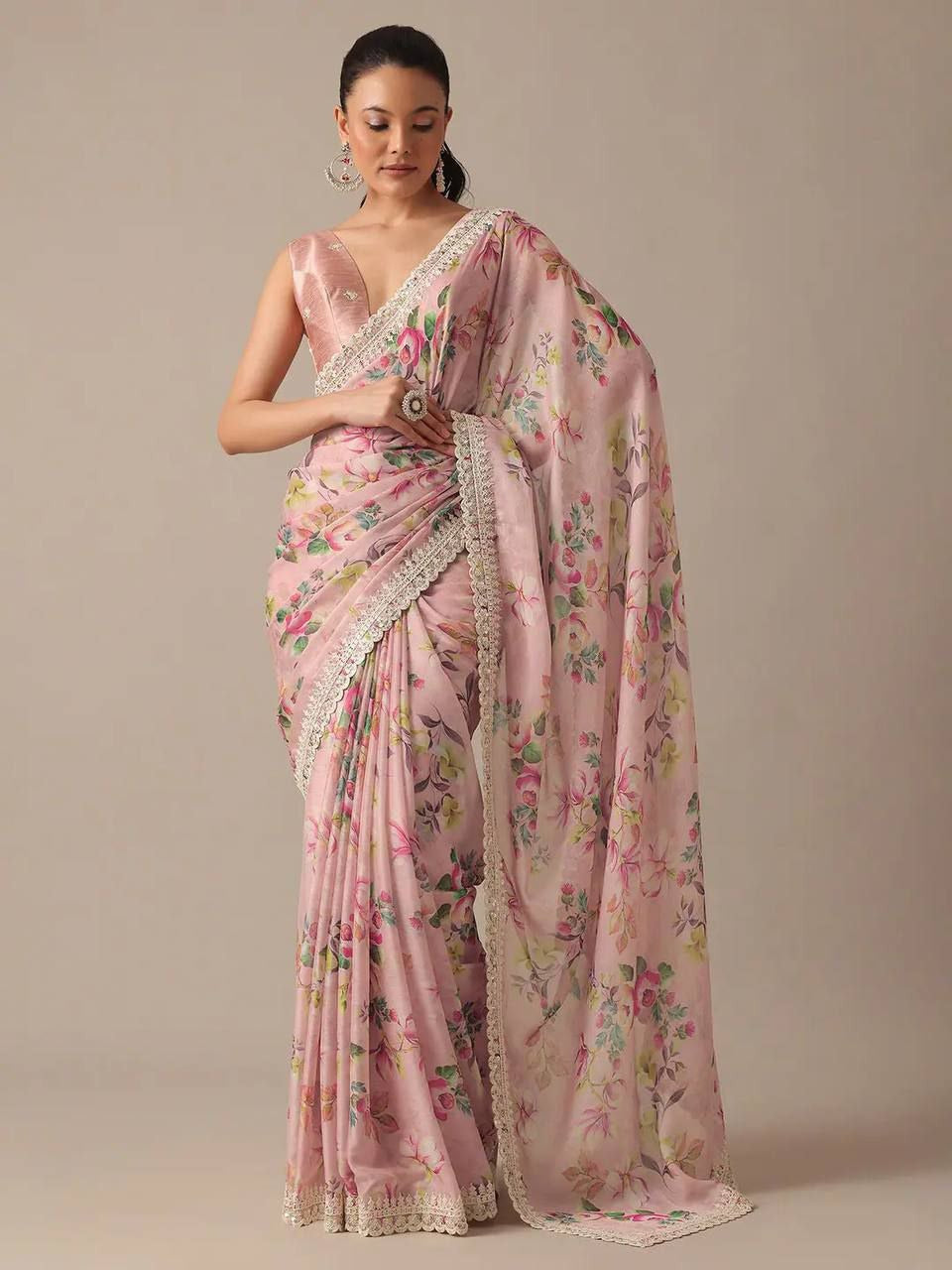 Floral Georgette Embroidery Saree