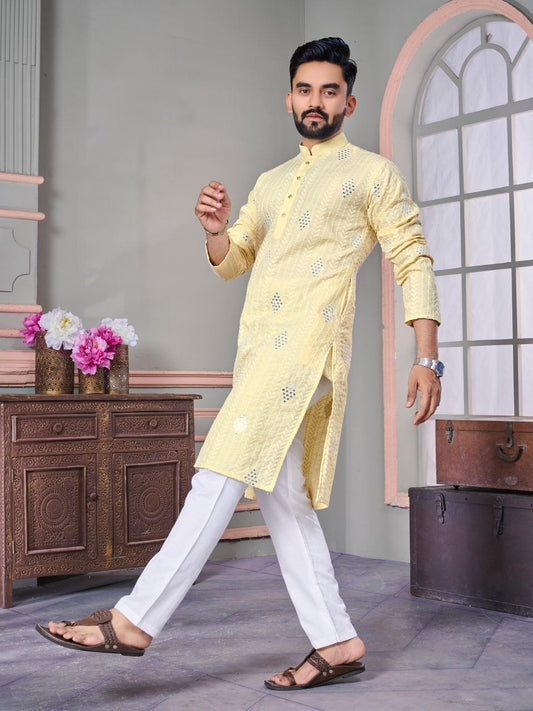 Embroidered with sequence work kurta and pajama set