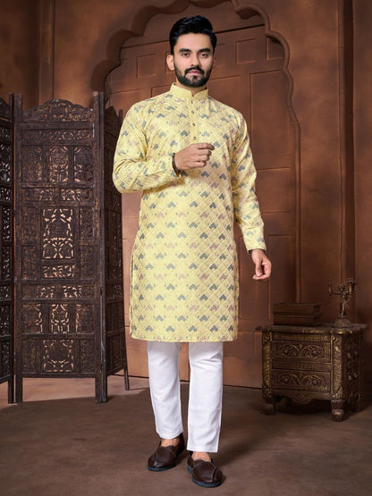 Embroidered and thread work Kurta with Pajama Set