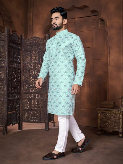 Embroidered and thread work Kurta with Pajama Set