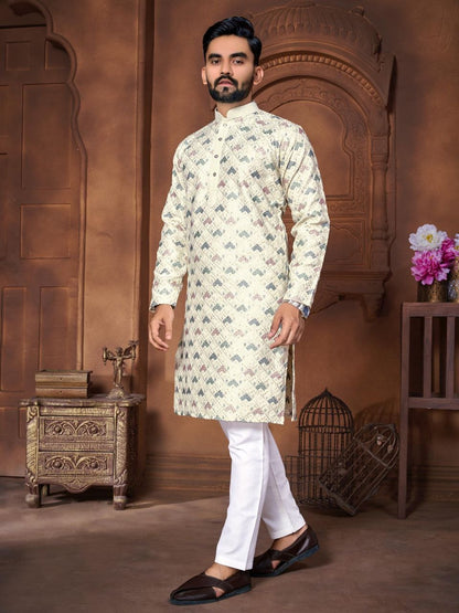 Embroidered and thread work Kurta with Pajama Set