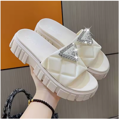 Women Rhinestone Soft Beach Platform Sandals