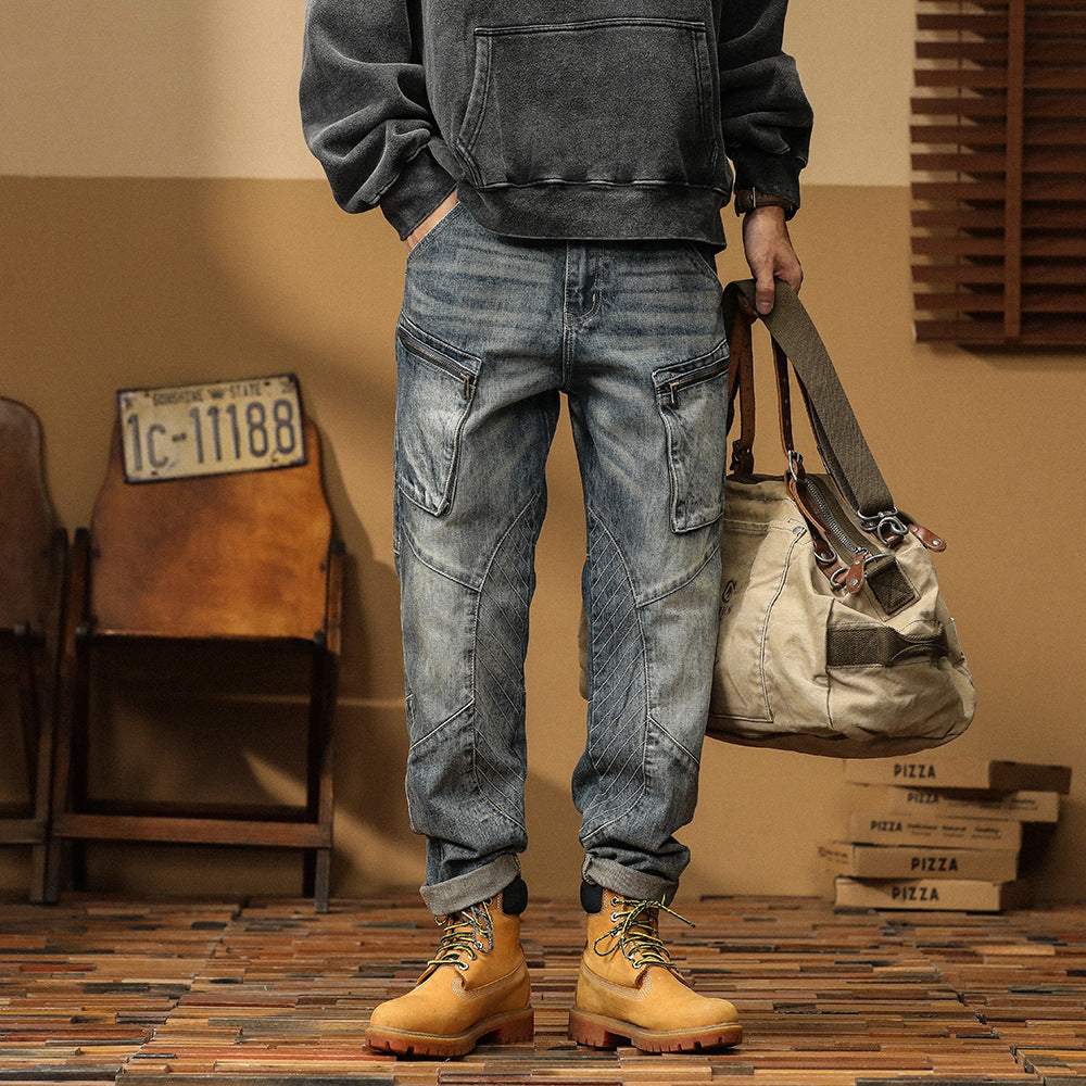 American Straight Men’s Versatile Loose Denim Pants